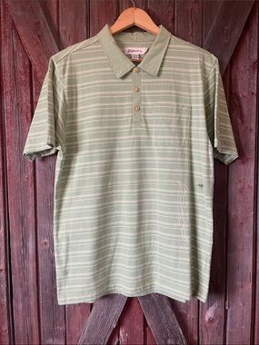 Split Men’s Sage Green Striped Polo